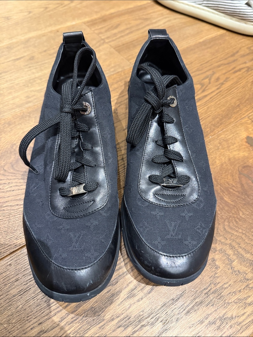 Louis Vuitton Black Monogram Lace-Up Sneakers